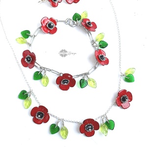 Poppy - tűzzománc ékszerszett Nikolett részére  - Meska.hu