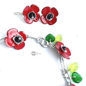 Poppy - tűzzománc ékszerszett Nikolett részére  - ékszer - ékszerszett - Meska.hu