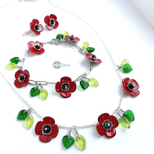 Poppy - tűzzománc ékszerszett Nikolett részére  - ékszer - ékszerszett - Meska.hu