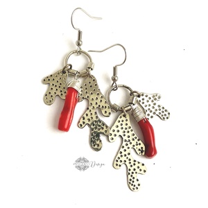 Fine nature - Korall - alpakka fülbevaló  - Meska.hu