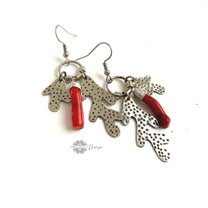 Fine nature - Korall - alpakka fülbevaló  - ékszer - fülbevaló - lógó fülbevaló - Meska.hu