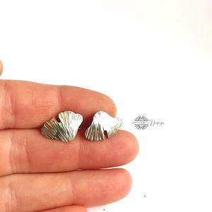 Fine nature - Gingko biloba - alpakka bedugós fülbevaló - ékszer - fülbevaló - pötty fülbevaló - Meska.hu