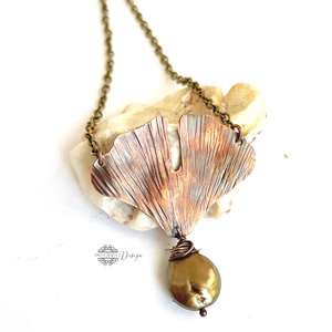 Ginko pearl- kovácsolt nyaklánc - ékszer - nyaklánc - medálos nyaklánc - Meska.hu