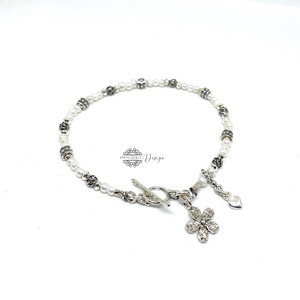 Ezüst karkötő tenyésztett gyönggyel  - ékszer - karkötő - gyöngyös karkötő - Meska.hu