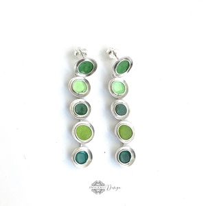 Gaudi - ezüst fülbevaló tűzzománccal - zöld, Ékszer, Fülbevaló, Lógó fülbevaló, Ötvös, MESKA