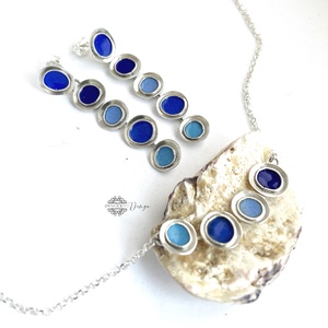 Gaudi - ezüst fülbevaló tűzzománccal - kék - ékszer - fülbevaló - lógó fülbevaló - Meska.hu