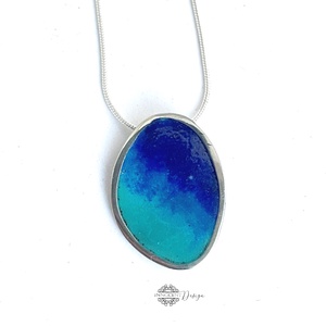 Grado -  ezüst nyaklánc tűzzománccal - türkiz-kék - ékszer - nyaklánc - medálos nyaklánc - Meska.hu