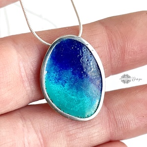 Grado -  ezüst nyaklánc tűzzománccal - türkiz-kék - ékszer - nyaklánc - medálos nyaklánc - Meska.hu