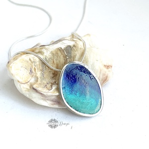 Grado -  ezüst nyaklánc tűzzománccal - türkiz-kék, Ékszer, Nyaklánc, Medálos nyaklánc, Ötvös, MESKA