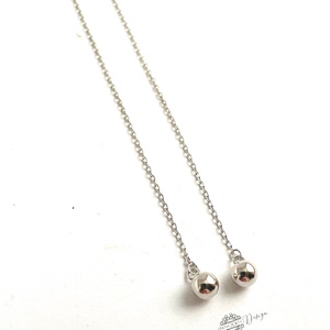 925 Ezüst hosszú bedugós fülbevaló golyóval láncon, Ékszer, Fülbevaló, Lógó fülbevaló, Ötvös, MESKA