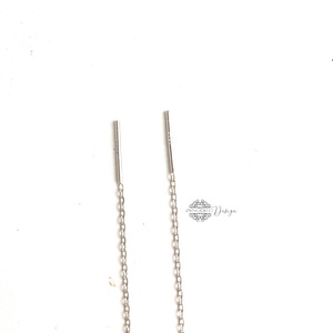 925 Ezüst hosszú bedugós fülbevaló golyóval láncon - ékszer - fülbevaló - lógó fülbevaló - Meska.hu