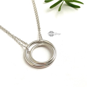 Dupla karikás minimalista ezüst nyaklánc  - ékszer - nyaklánc - párhuzamos nyaklánc - Meska.hu