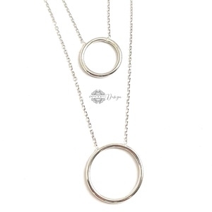 Dupla karikás minimalista ezüst nyaklánc  - ékszer - nyaklánc - párhuzamos nyaklánc - Meska.hu