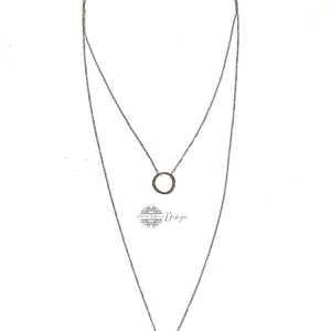 Dupla karikás minimalista ezüst nyaklánc  - ékszer - nyaklánc - párhuzamos nyaklánc - Meska.hu