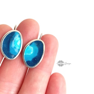 Grado -  ezüst fülbevaló és gyűrű tűzzománccal - ékszer - ékszerszett - Meska.hu