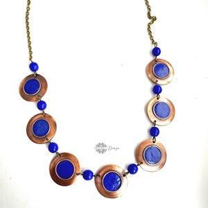 Minimál - királykék nyaklánc - tűzománc-réz - ékszer - nyaklánc - medálos nyaklánc - Meska.hu