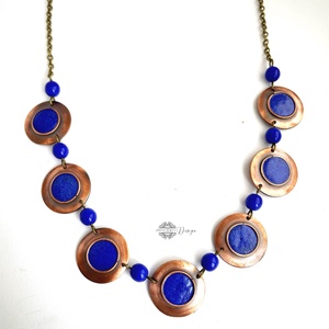 Minimál - királykék nyaklánc - tűzománc-réz - ékszer - nyaklánc - medálos nyaklánc - Meska.hu