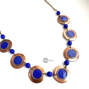 Minimál - királykék nyaklánc - tűzománc-réz, Ékszer, Nyaklánc, Medálos nyaklánc, Tűzzománc, Ötvös, MESKA