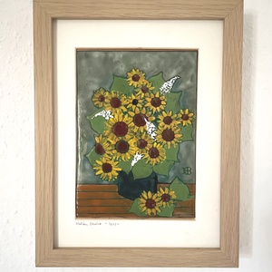 Napraforgók - tűzzománc kép , Művészet, Festmény, Tűzzománc, Festészet, Tűzzománc, MESKA