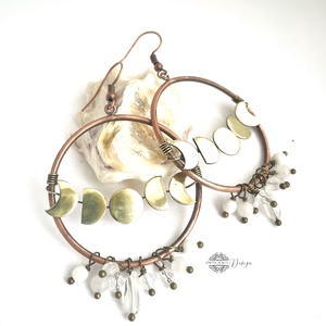 Holdfogyatkozás -réz fülbevaló - ékszer - fülbevaló - lógó fülbevaló - Meska.hu