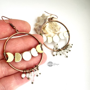 Holdfogyatkozás -réz fülbevaló - ékszer - fülbevaló - lógó fülbevaló - Meska.hu