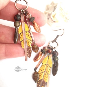 Tribal - Tollas tűzzománc fülbevaló - ékszer - fülbevaló - csillár fülbevaló - Meska.hu