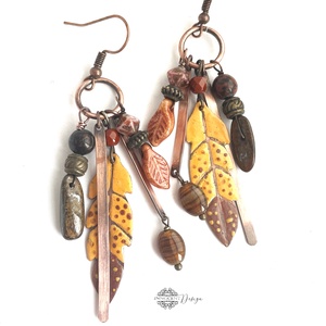 Tribal - Tollas tűzzománc fülbevaló - ékszer - fülbevaló - csillár fülbevaló - Meska.hu