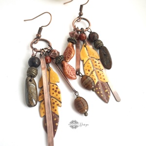 Tribal - Tollas tűzzománc fülbevaló - Meska.hu