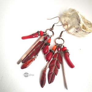 Tribal - Tollas tűzzománc fülbevaló - ékszer - fülbevaló - csillár fülbevaló - Meska.hu