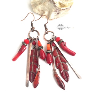 Tribal - Tollas tűzzománc fülbevaló - Meska.hu