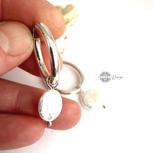 925 ezüst karika fülbevaló édesvízi gyönggyel - ékszer - fülbevaló - karika fülbevaló - Meska.hu