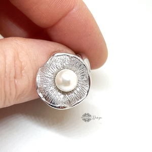 Ezüst tündérrózsa gyűrű - állítható - ékszer - gyűrű - gyöngyös gyűrű - Meska.hu