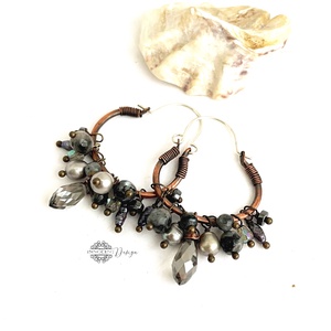 Hamvas bogyó - réz fülbevaló ásványkövekkel - ékszer - fülbevaló - karika fülbevaló - Meska.hu