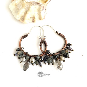 Hamvas bogyó - réz fülbevaló ásványkövekkel - ékszer - fülbevaló - karika fülbevaló - Meska.hu