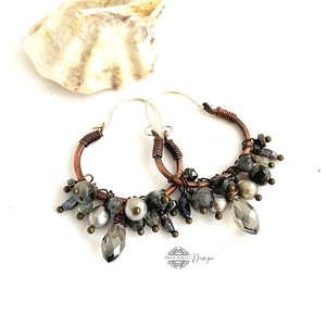 Hamvas bogyó - réz fülbevaló ásványkövekkel - Meska.hu