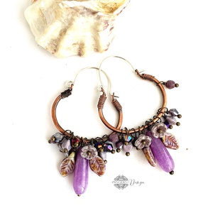 Áfonya- réz fülbevaló ásványkövekkel - Meska.hu