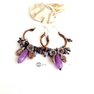 Áfonya- réz fülbevaló ásványkövekkel - ékszer - fülbevaló - karika fülbevaló - Meska.hu