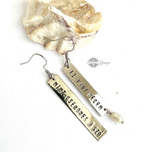 Az vagy nekem, mint csendnek a szó - alpakka fülbevaló - feliratos fülbevaló - ékszer - fülbevaló - lógó fülbevaló - Meska.hu