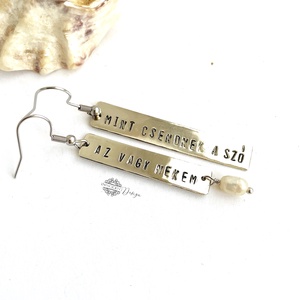 Az vagy nekem, mint csendnek a szó - alpakka fülbevaló - feliratos fülbevaló - ékszer - fülbevaló - lógó fülbevaló - Meska.hu