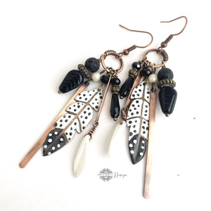 Tribal - Tollas tűzzománc fülbevaló - ékszer - fülbevaló - csillár fülbevaló - Meska.hu