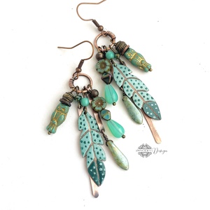 Tribal - Tollas tűzzománc fülbevaló - ékszer - fülbevaló - csillár fülbevaló - Meska.hu