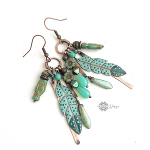 Tribal - Tollas tűzzománc fülbevaló - ékszer - fülbevaló - csillár fülbevaló - Meska.hu