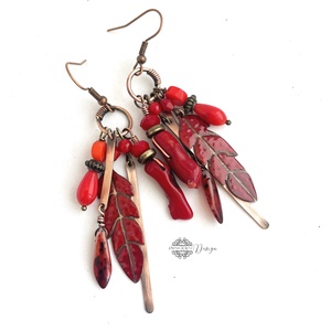 Tribal - Tollas tűzzománc fülbevaló, Ékszer, Fülbevaló, Csillár fülbevaló, Tűzzománc, Ötvös, MESKA