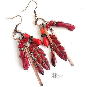 Tribal - Tollas tűzzománc fülbevaló - ékszer - fülbevaló - csillár fülbevaló - Meska.hu