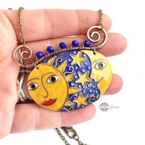 NAP-HOLD - tűzzománc medál - ékszer - nyaklánc - statement nyaklánc - Meska.hu