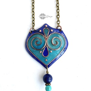 Szerelmes kék égbolt - tűzzománc-réz fülbevaló - türkiz-kék - ékszer - ékszerszett - Meska.hu