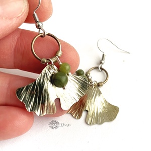 Botanika  - Gingko biloba - alpakka fülbevaló  - ékszer - fülbevaló - lógó fülbevaló - Meska.hu