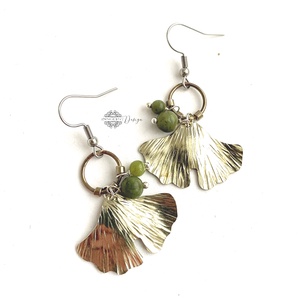 Botanika  - Gingko biloba - alpakka fülbevaló , Ékszer, Fülbevaló, Lógó fülbevaló, Ötvös, MESKA