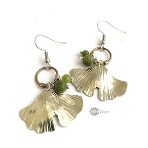 Botanika  - Gingko biloba - alpakka fülbevaló  - ékszer - fülbevaló - lógó fülbevaló - Meska.hu