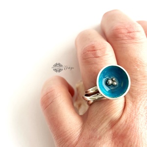 Tükröződés gyűrű, Ékszer, Gyűrű, Statement gyűrű, Ötvös, Tűzzománc, MESKA